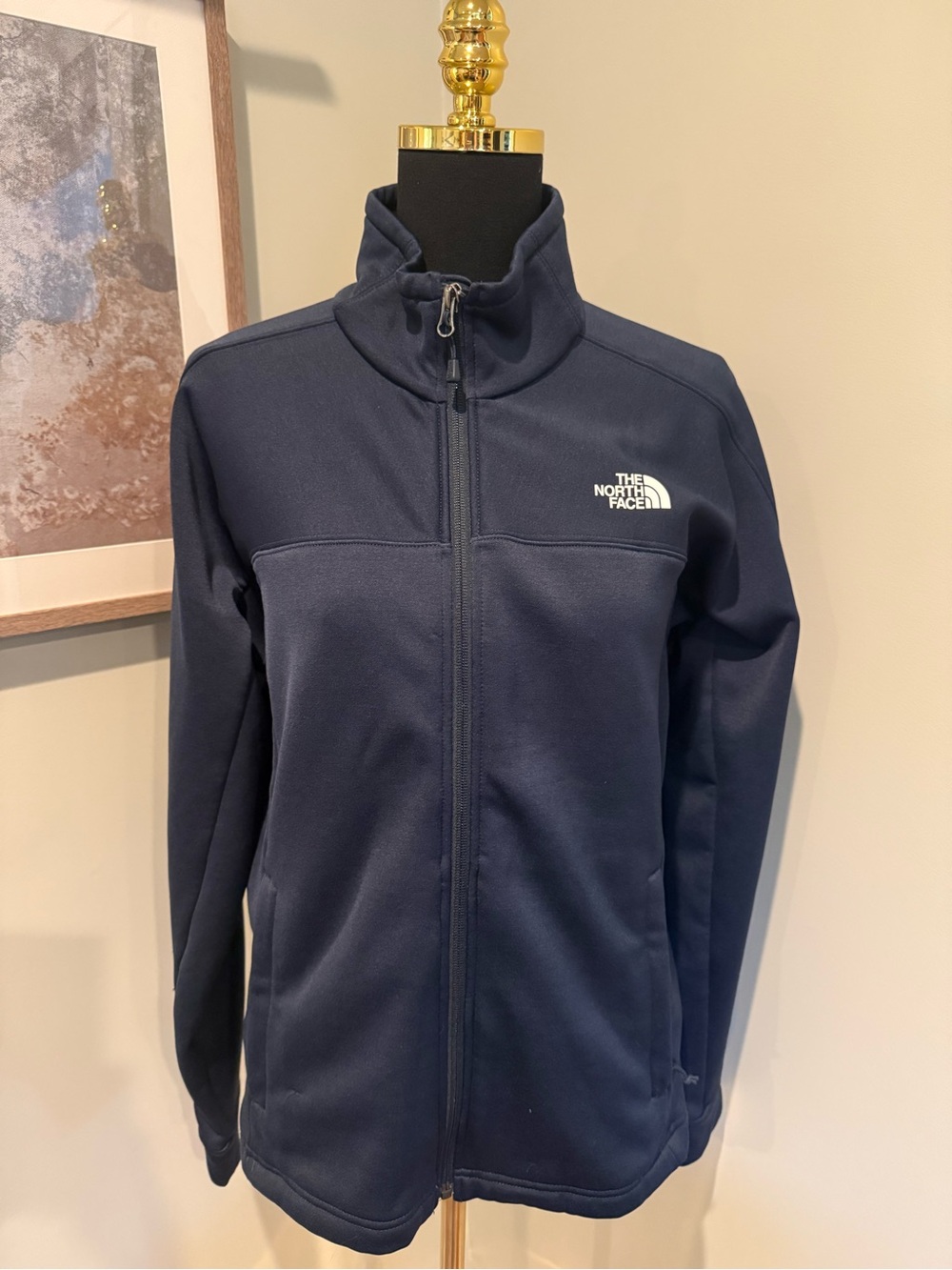 The North Face Navy Blue Fleece Lined Softshell Jacket Womenβs L